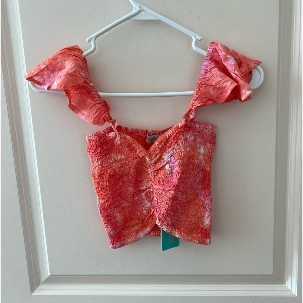 Tiare Hawaii Off the Shoulder Hollie One Size Crop Top in Pink Coral Smoke - Picture 3 of 16